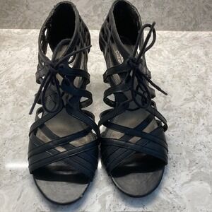 Coach and Four Leather Women's Black Caged Heel Shoes 9